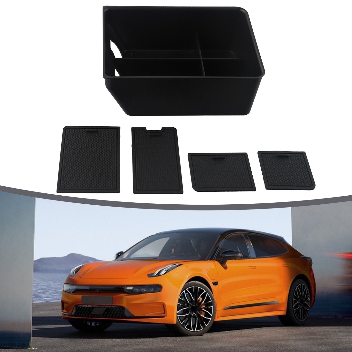 ya 5 8.7 Car Armrest Storage Box Center Tray Tidying Accessiories Black for ZEEKR 001