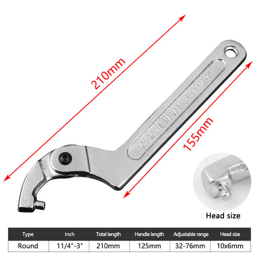ya 1 7.3 Adjustable hook spanner 32-76 mm C round spanner tool slotted fixed universal