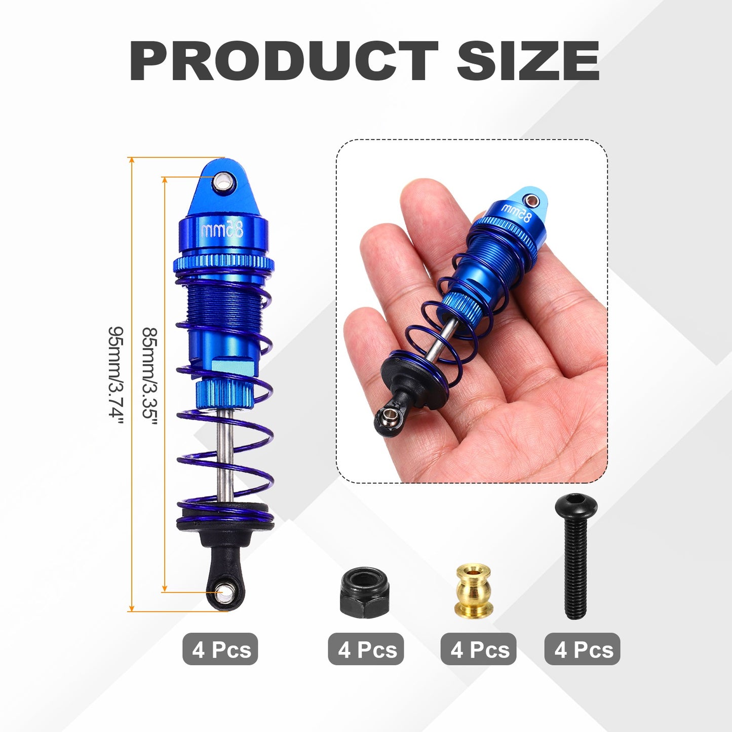 ya 5 8.7 RC Shock Absorber 1/12 1/10 85mm for 1/12 1/10 RC Car Blue
