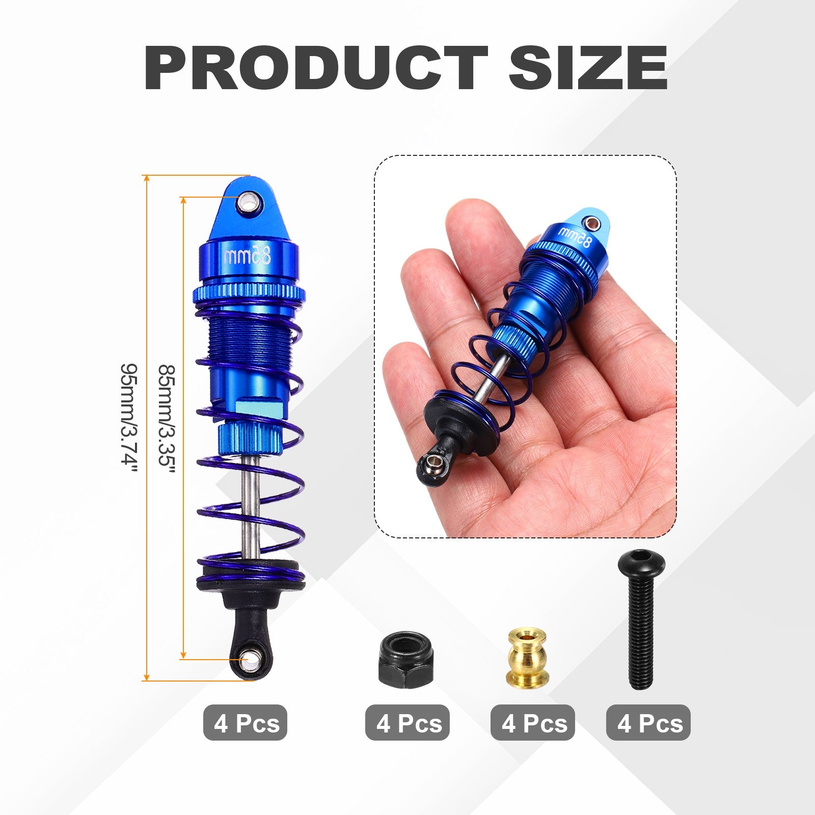 ya 5 8.7 RC Shock Absorber 1/12 1/10 85mm for 1/12 1/10 RC Car Blue