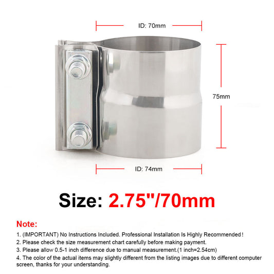 ya 1 6.30 2x 2.75 Lap Joint Reducing Band Clamp Muffler Sleeve Coupler Stainless