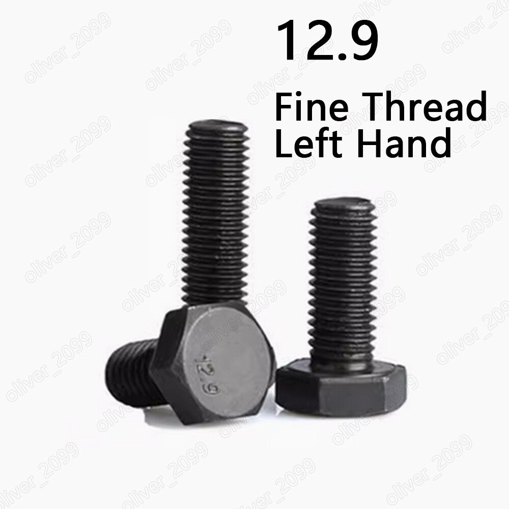 Fine Thread Black 12.9 Steel Hexagon Bolts Left Hand Thread M8 M10 M12 M14 M16