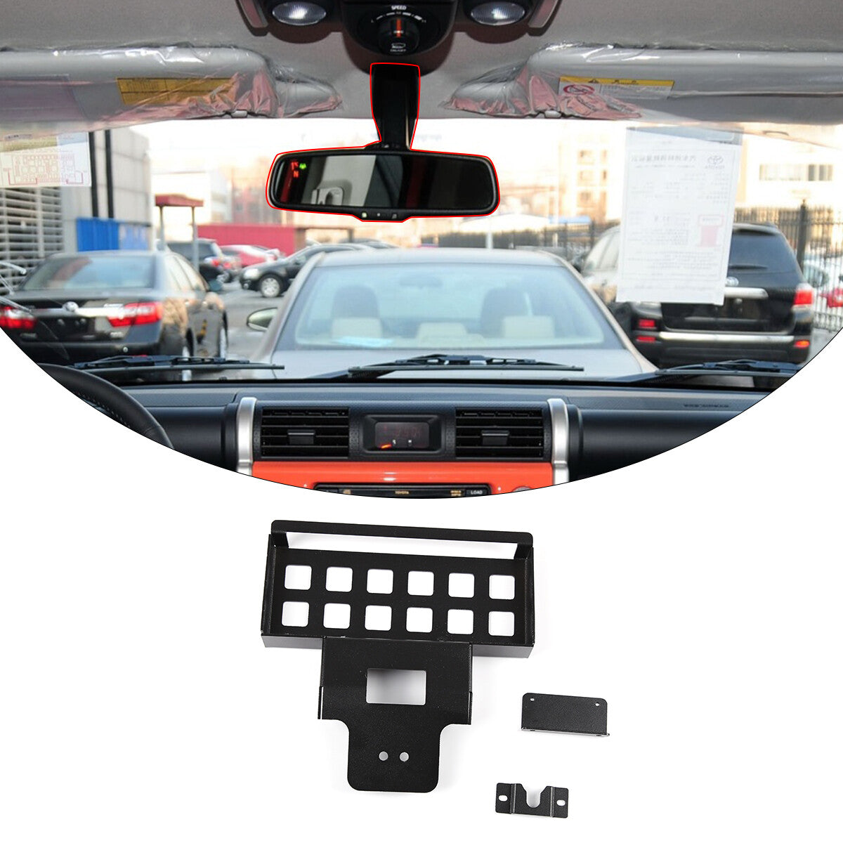 ya 2 7.14 Alloy Rearview Mirror Multi-function Storage Rack for Toyota FJ Cruiser 2007-21