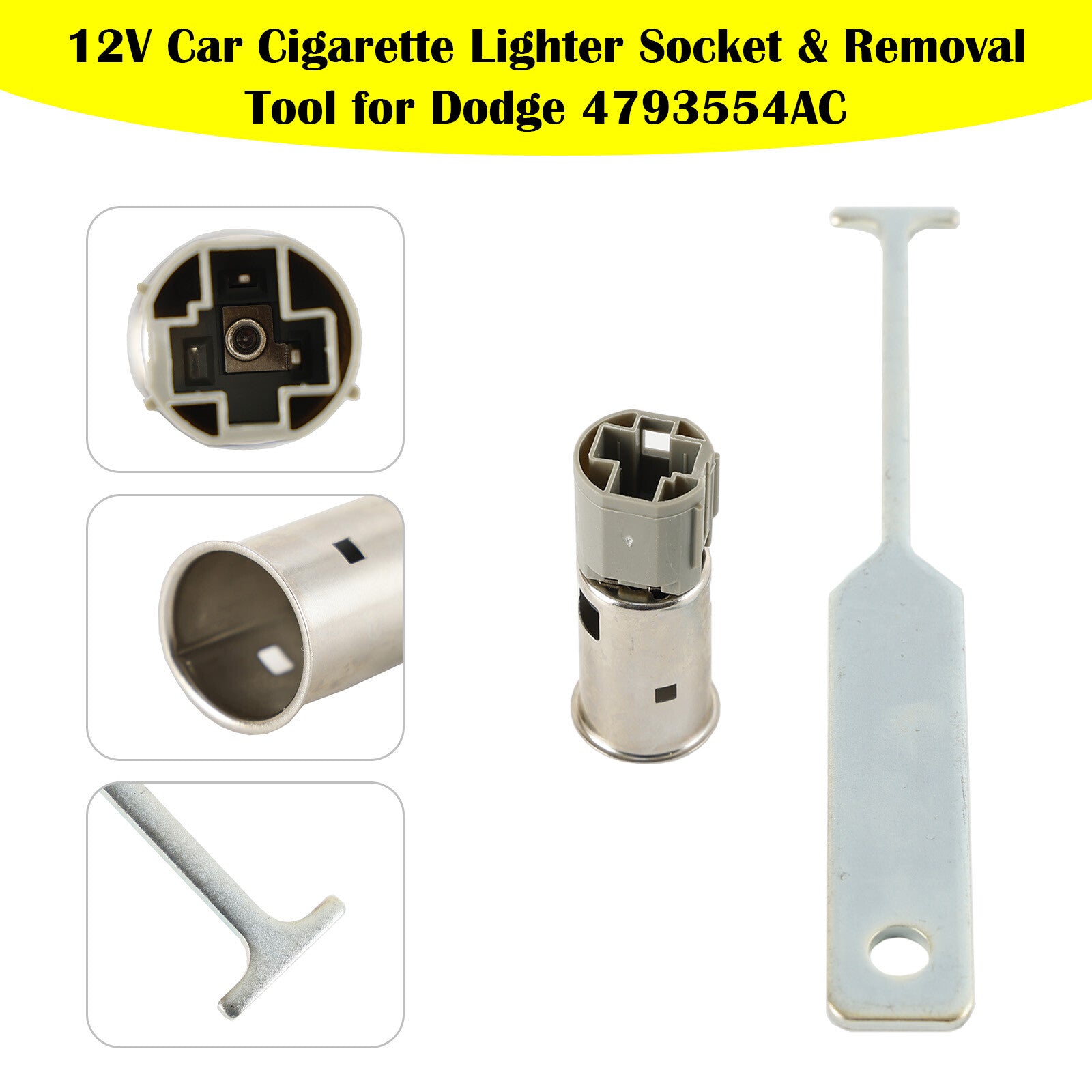 ya 1 8.5.1 12V Car Cigarette Lighter Socket & Removal Tool for Dodge 4793554AC #1