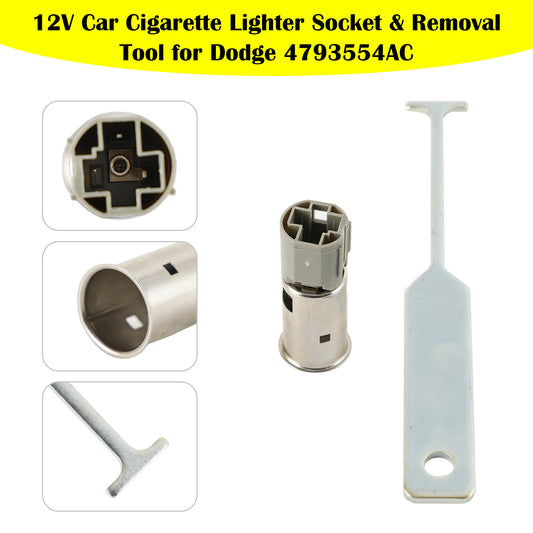 ya 1 8.5.1 12V Car Cigarette Lighter Socket & Removal Tool for Dodge 4793554AC #1