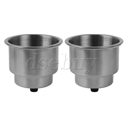 ya 25 2Pieces Stainless Steel Boat Cup Holder with Drain for RV Camper Marine Silver
