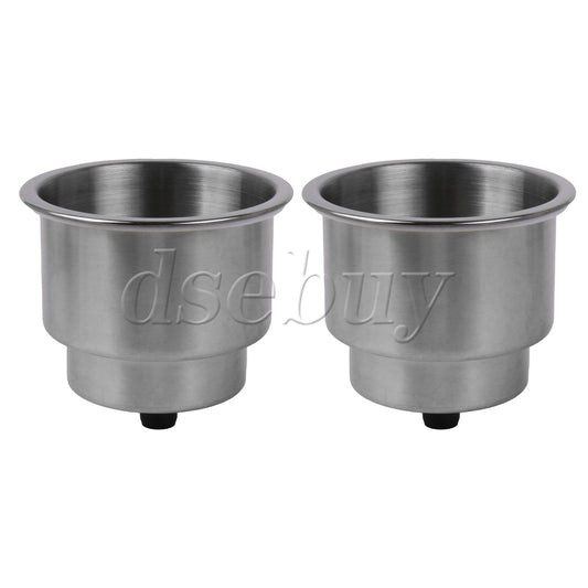 ya 25 2Pieces Stainless Steel Boat Cup Holder with Drain for RV Camper Marine Silver