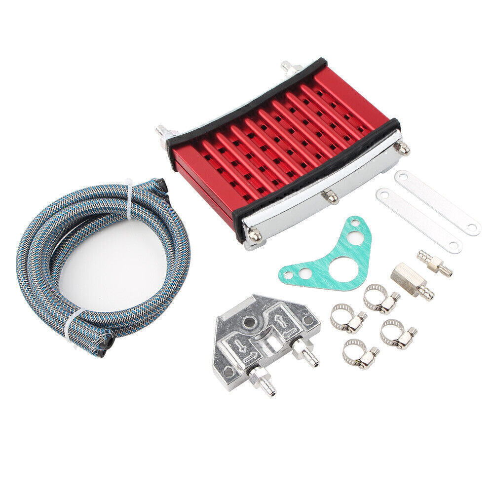 ya 5 8.7 Motorcycle Engine Oil Cooler Cooling Radiator Kit Fit 125CC 140CC 150CC ATV Red