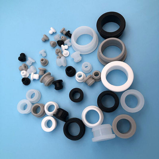 Silicone Rubber Snap-On Grommet Plug, 2-30mm, Cable/Wiring Protection, Black