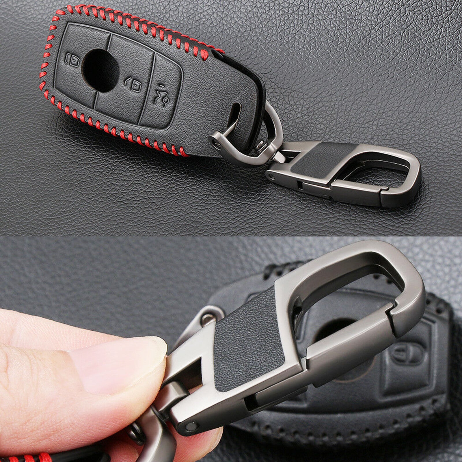 ya 5 8.7 Leather Car Remote Key Fob Case Cover for Mercedes-benz E S Class E300 Key Ring