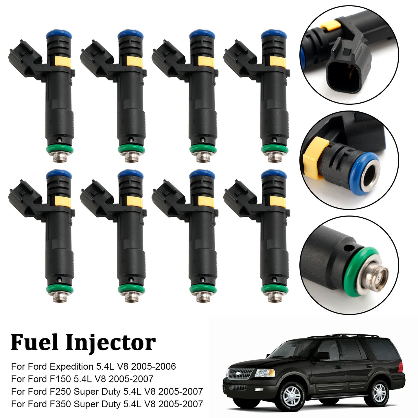 ya 1 8.5.3 8PCS Fuel Injector for F150 F250 F350 Expedition Super Duty 2005-2007 5.4L