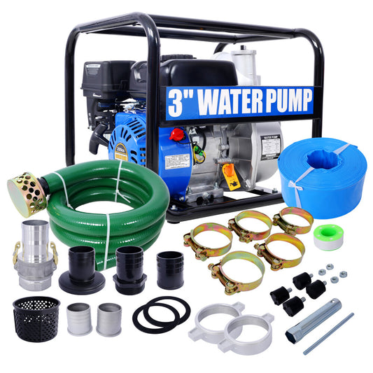 ya 28 3 Semi Trash Pump 7HP 209cc 4-Stroke Gas w/50' Dis +12' Suc Hoses Fittings EPA