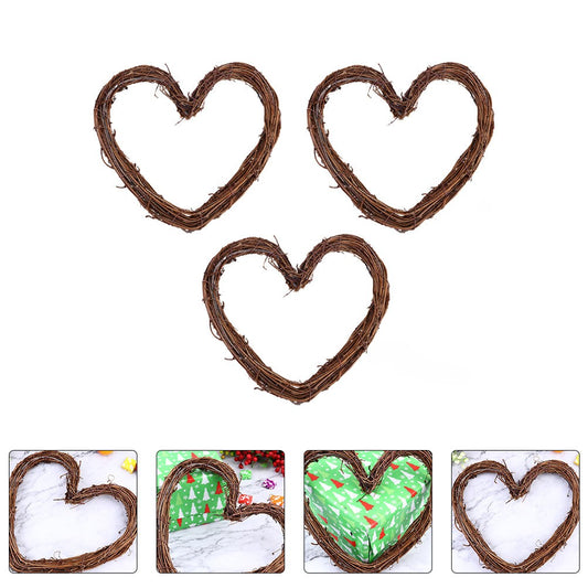 ya 25 3 Pcs Tree Pendant Rattan Love Heart Shape Hangings Xmas Adornments