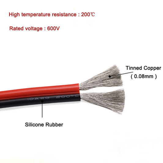 2Pin Red&Black Silicone Wire 10AWG-24AWG Extra Soft Silicone Cable Tinned Copper