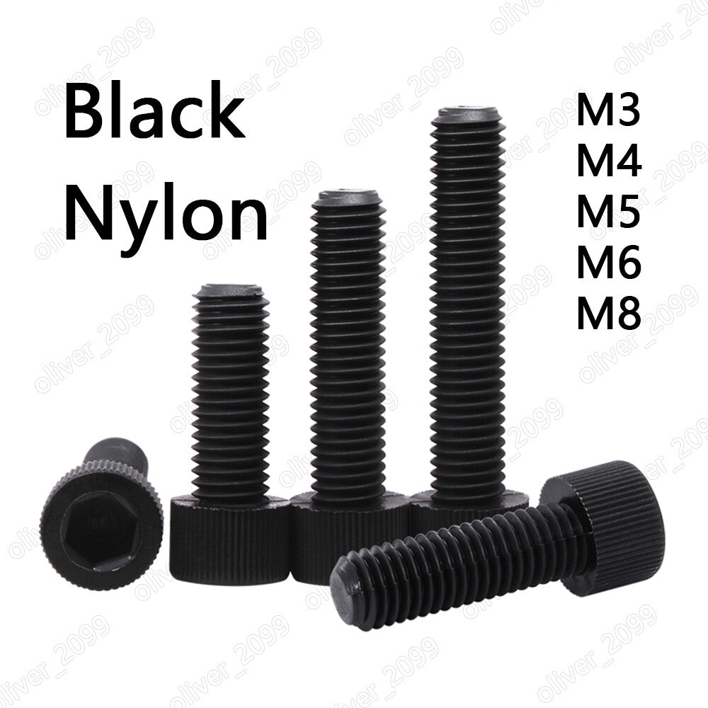 M3 M4 M5 M6 M8 Black Plastic PA66 Nylon DIN912 Hex Socket Bolts Cap Head Screws
