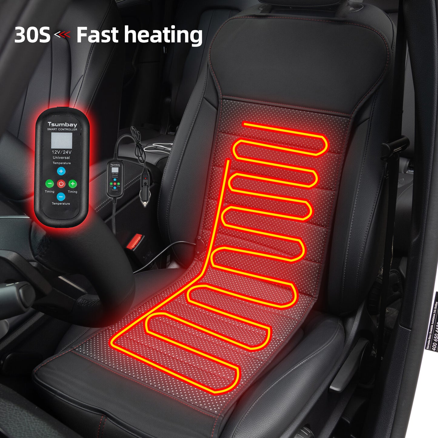 ya 12 5.22 Car for SEAT Heating Pad Heated for SEAT Pad with 12V for Car for SEAT Heating Black