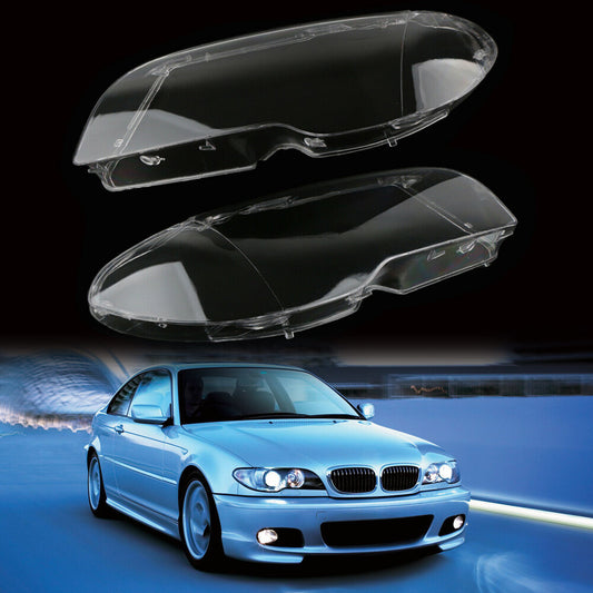 ya 13 5.27.2 Pair Headlight Headlamp Lens Cover For 2004-2006 for BMW 3 Series E46 2DR Coupe