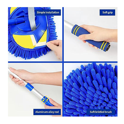 ya 5 8.7 Microfiber Car Wash Brush Mop Kit with Stretchable Long Handle for Car Cleaning Blue