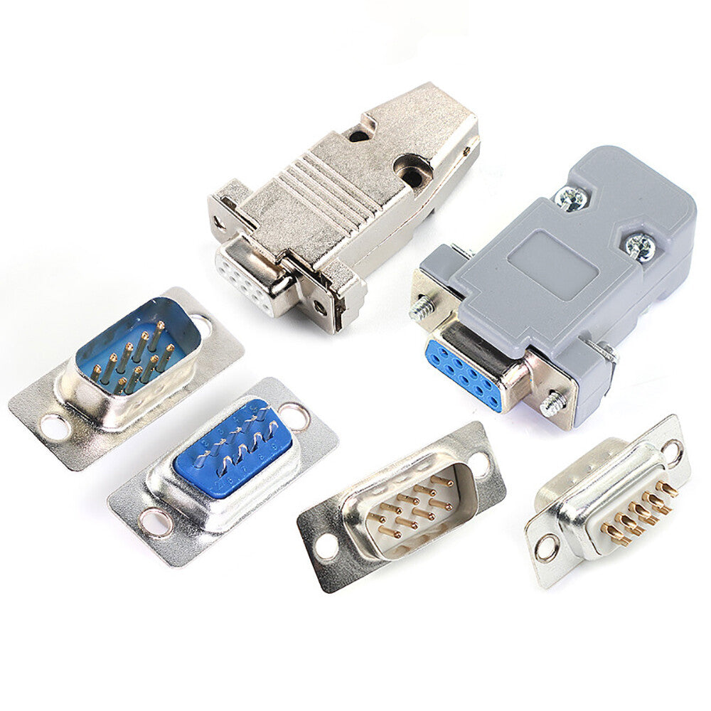 D-SUB 9Pin Socket DB9 Solder Type Connector Female/Male Plug Metal/Plastic Shell
