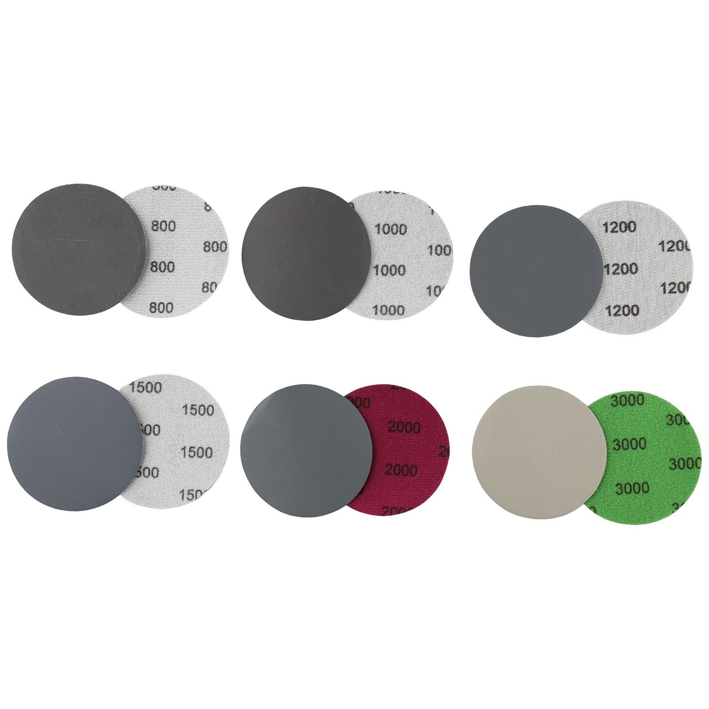 ya 14 30pcs 3 75mm Hook Loop Wet/Dry 800 1000 1200 1500 3000 Grit Sanding Discs New