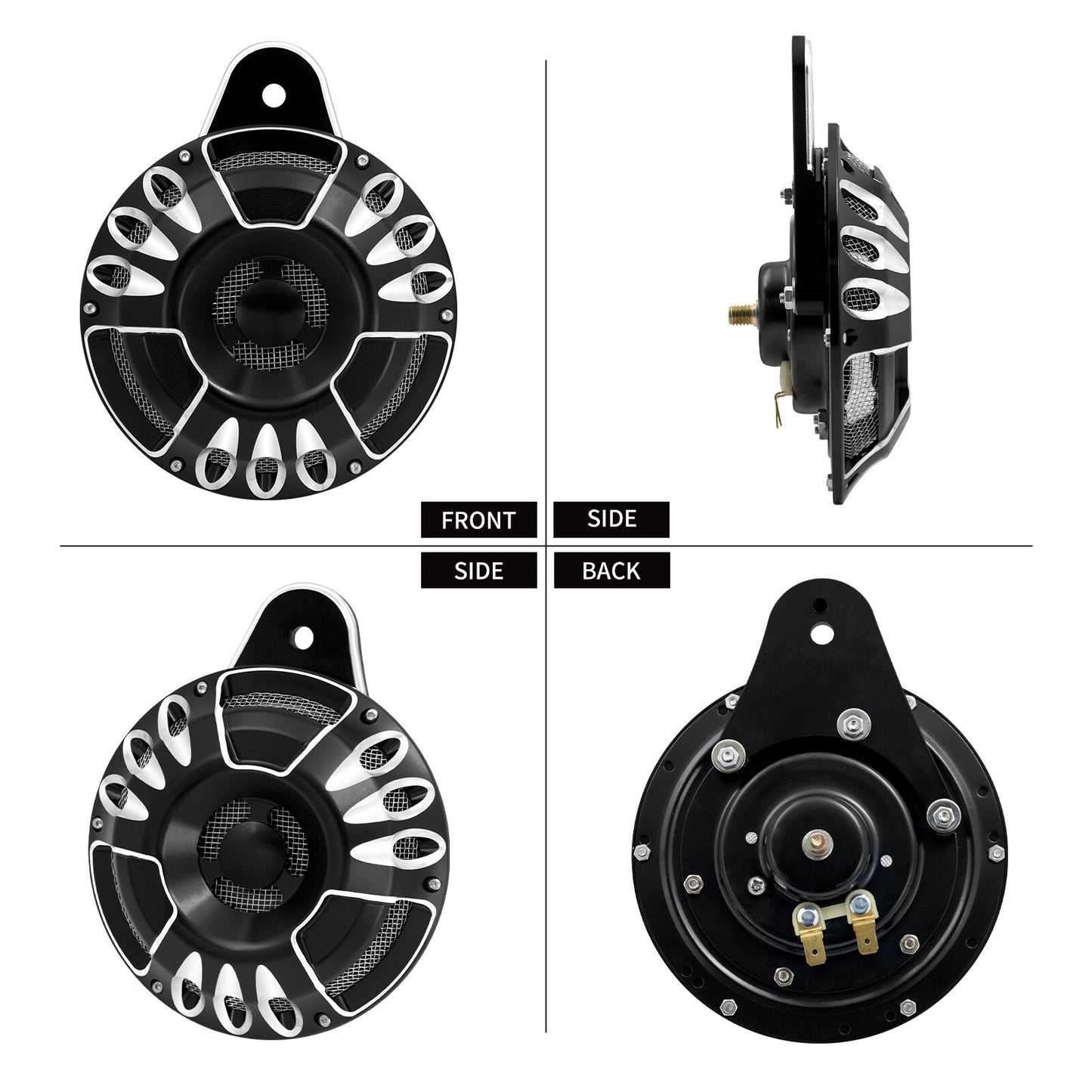 ya 5 8.7 CNC 110 dB Horn Speaker Cover for Harley Touring Big Twin 1991-2017 Sportster