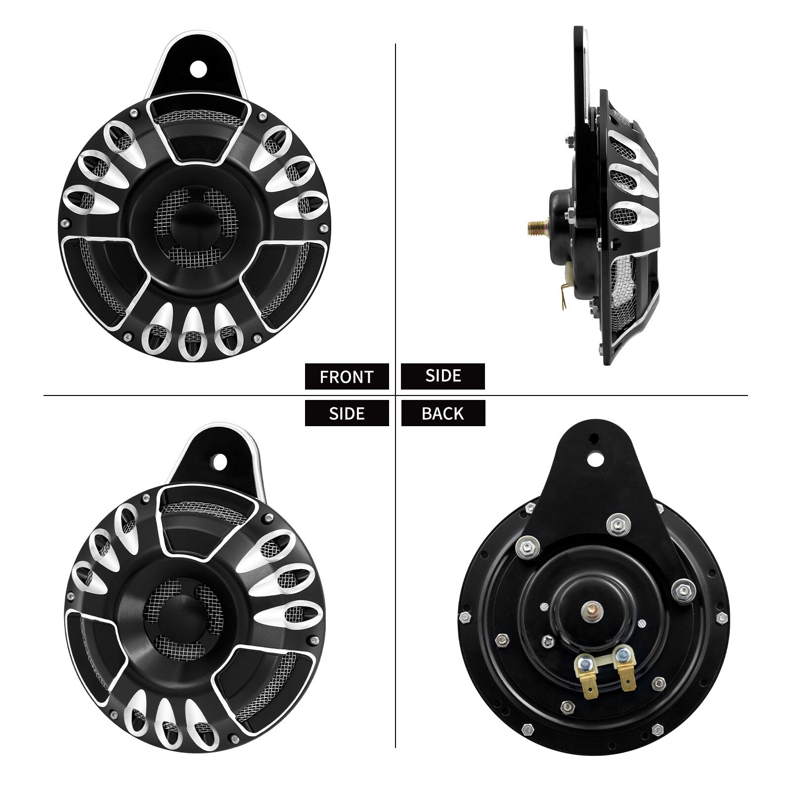 ya 5 8.7 CNC 110 dB Horn Speaker Cover for Harley Touring Big Twin 1991-2017 Sportster