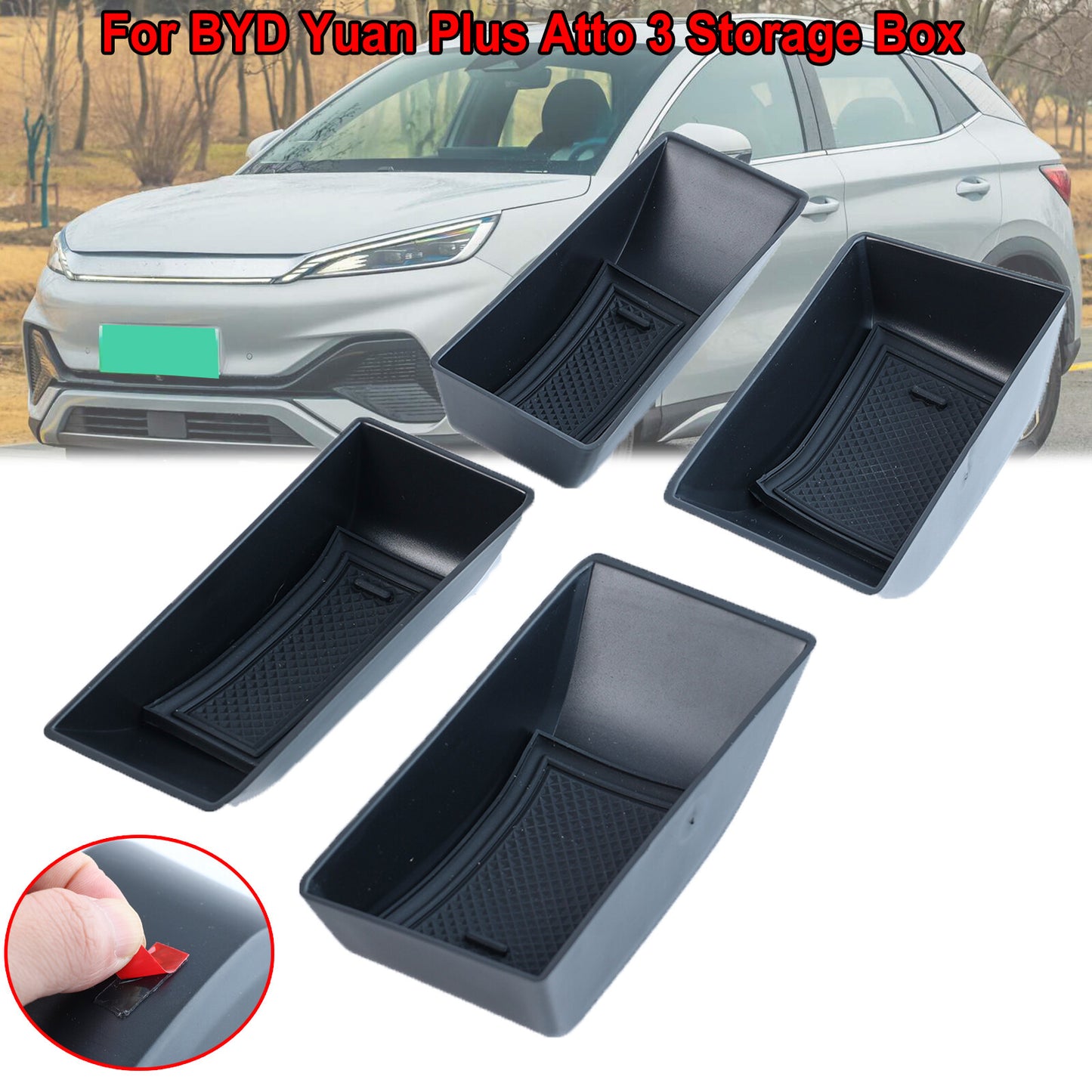 ya 2 6.26 Front Rear Side Door Handle Storage Box Container Holder for BYD Atto3 2022-2024