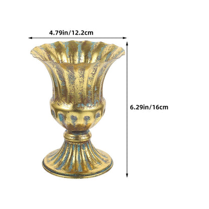 ya 14 2 Pcs Gold Metal Vase Urn Floral Arrangement Container Iron Flower Vessel