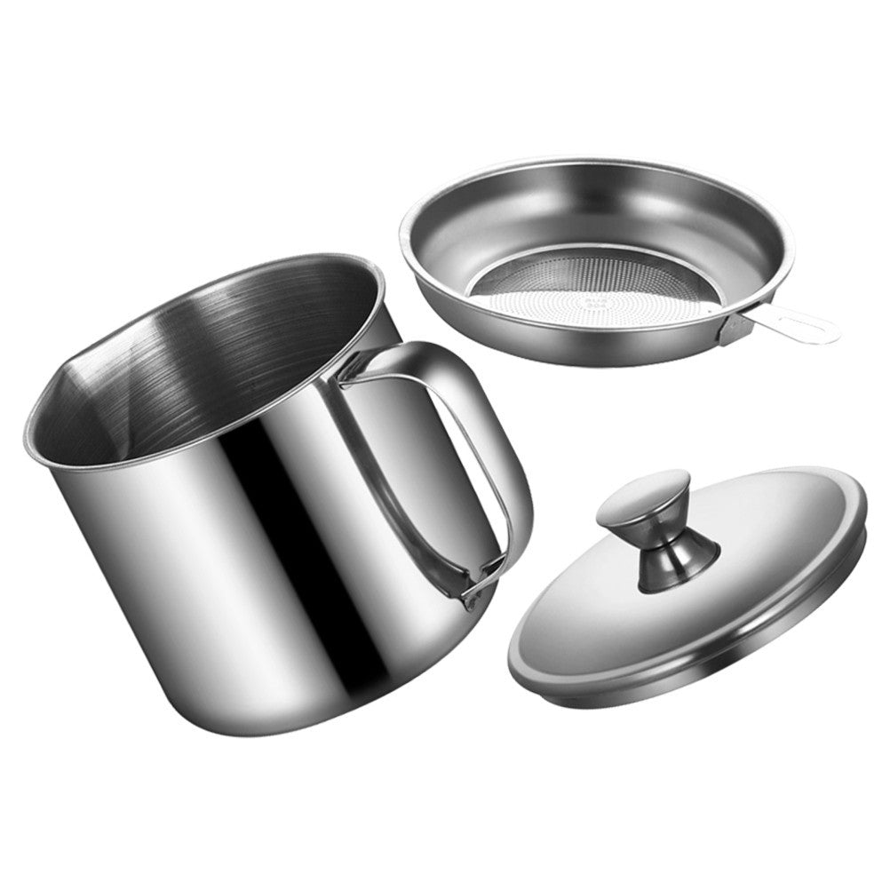 ya 26 Stainless Mesh Strainer Bacon Grease Container Steel Oil Filter Pot