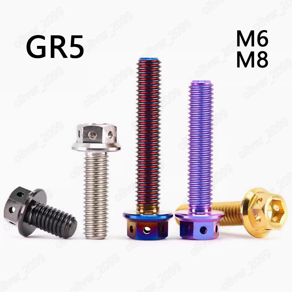 Titanium GR5 Hex Socket Hexagon Flange Bolts With Holes on Head M6 M8