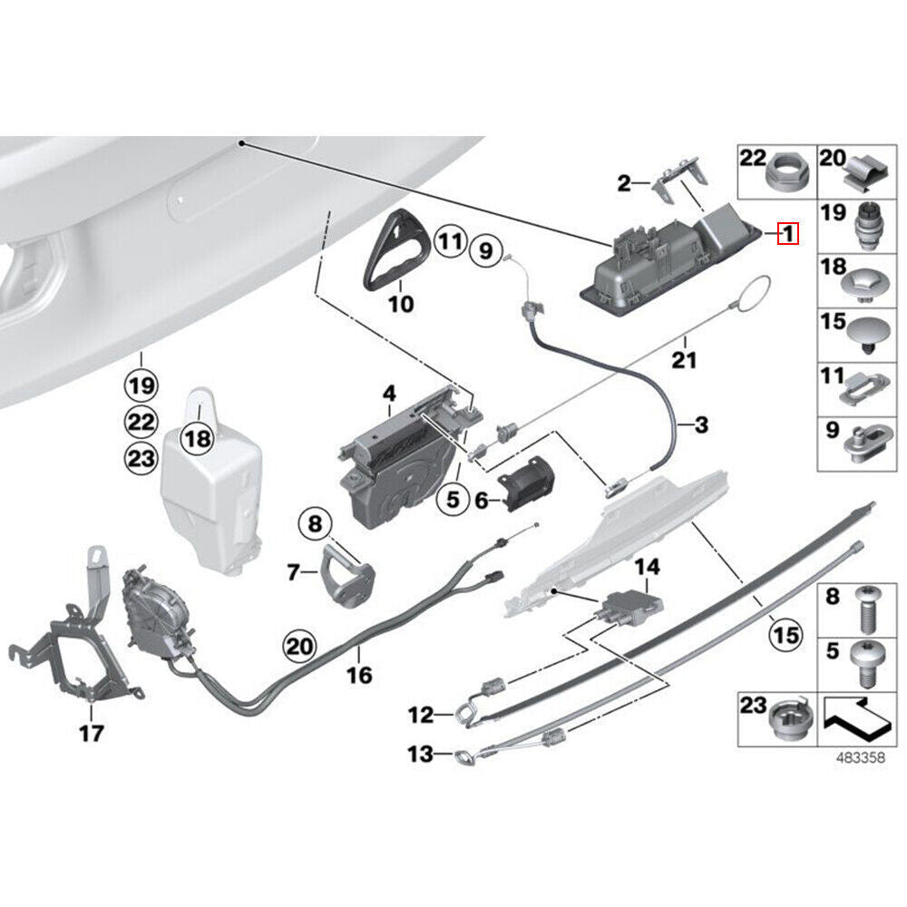 ya 5 8.7 tailgate trunk start cover switch handle for BMW F22 F30 F33 F10 F25 51247368753