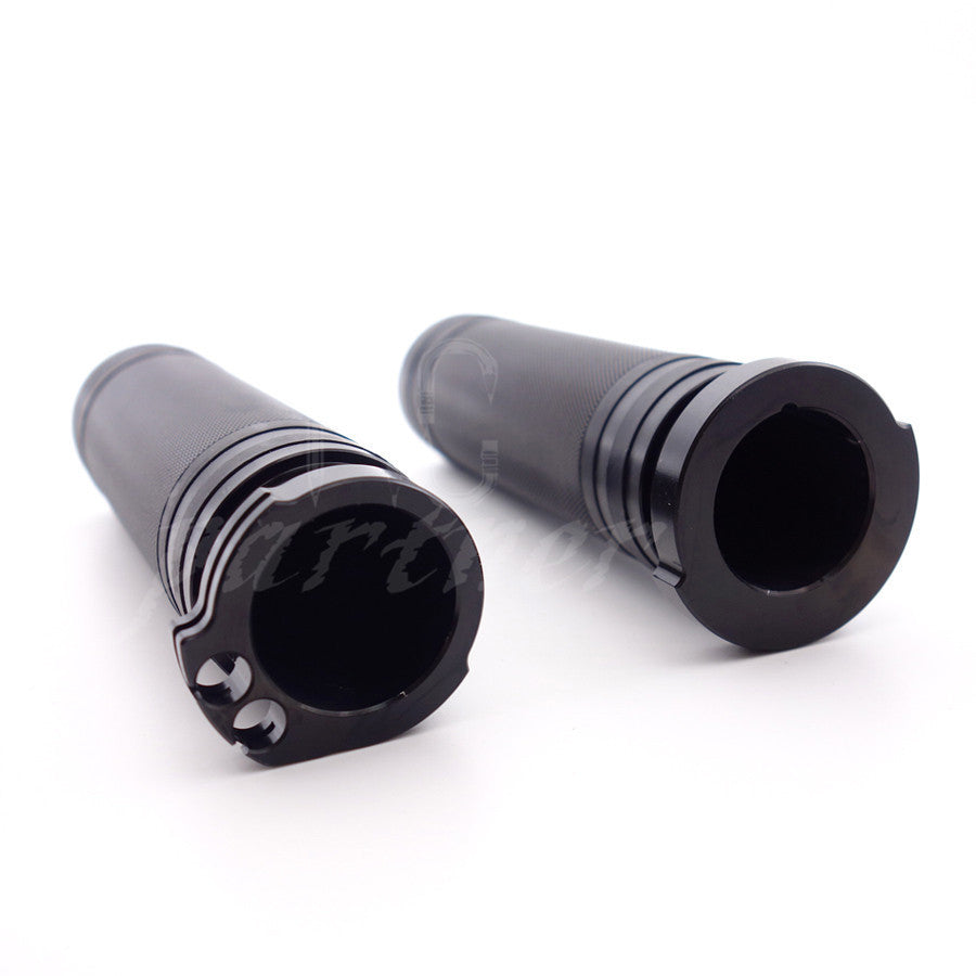 ya 5 8.7 1 Black CNC Knurled Handlebar Hand Grips for Harley V-Rod Touring Softail XL