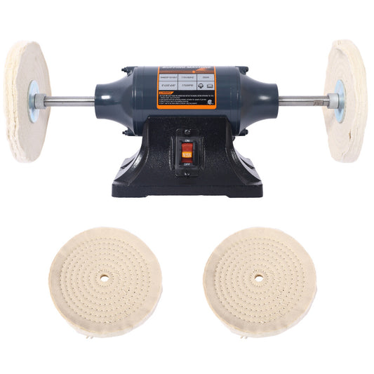 ya 16 6 Gray Electric Bench Buffer Polisher w/4PC 80Ply Thick Wheels CSA Certified