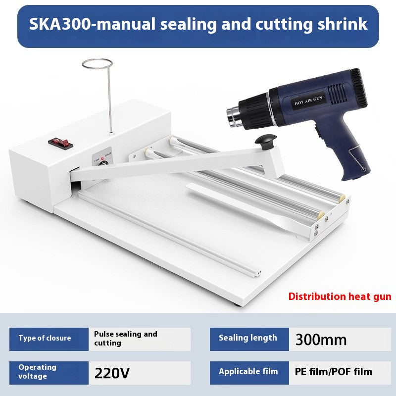 Desktop Heat Shrink Film Wrapping Machine Hand Press Sealer & Cutting Machine