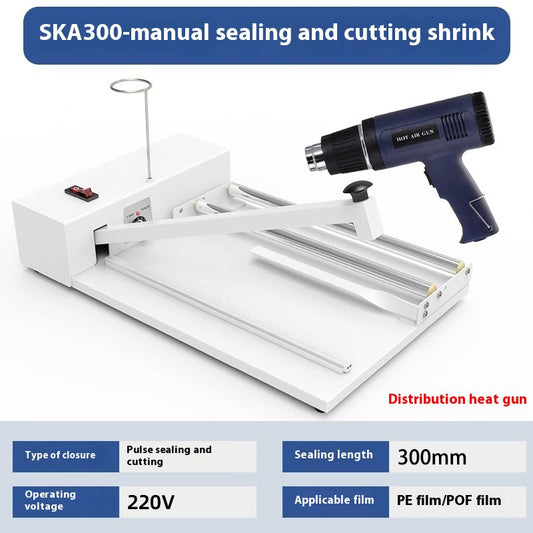 Desktop Heat Shrink Film Wrapping Machine Hand Press Sealer & Cutting Machine