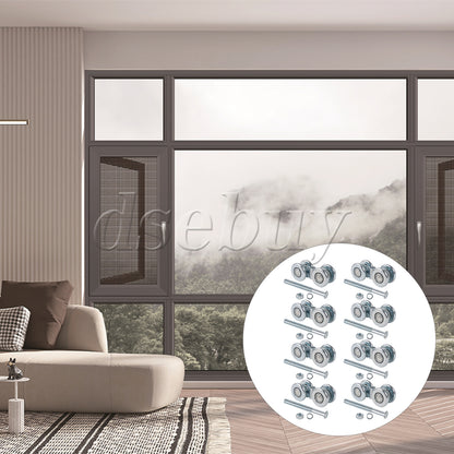 ya 14 8 Pieces Silver Steel Rail Hanging Trolley Sliding Track Roller H3-3 for Home