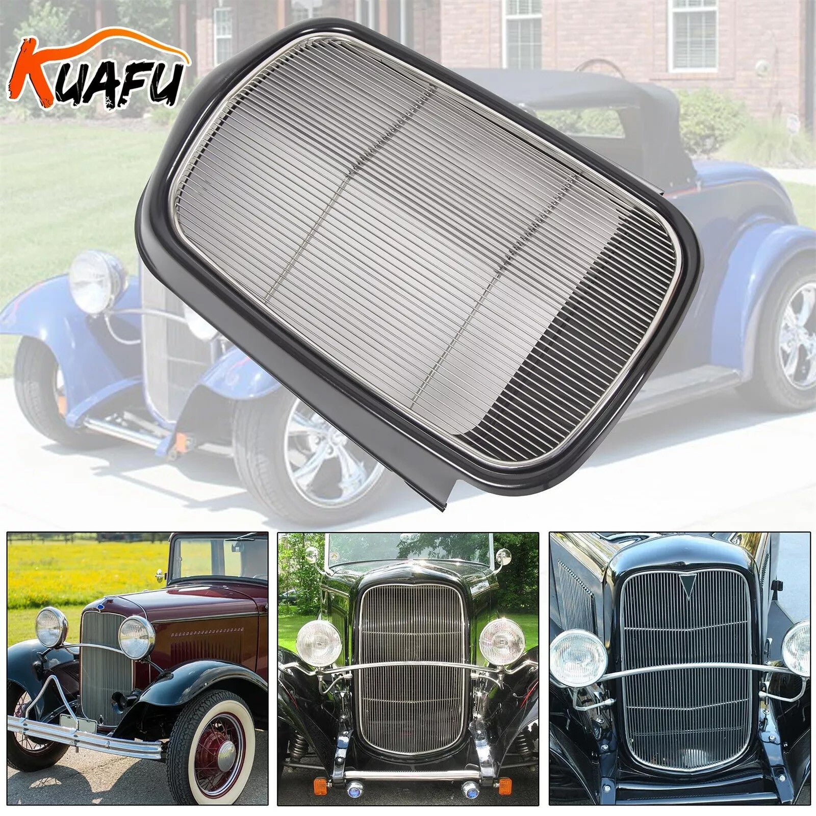 ya 3 6.23 For 1932 for Ford Steel Front Grille Shell+Stainless Grill Without Crank Hole