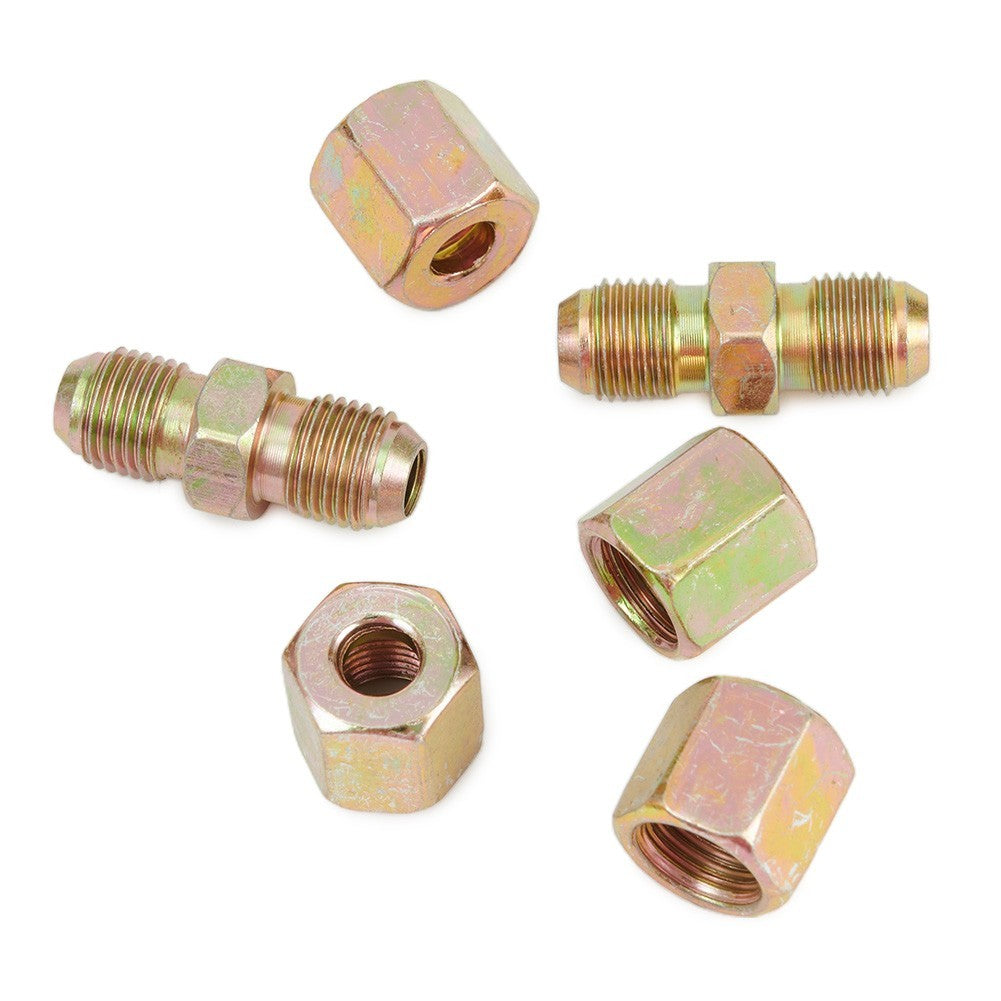 ya 5 8.7 Brake Pipe Connectors 10mm X 1mm 2 Way Inline Male&Female Nuts For 3/16 Pipe