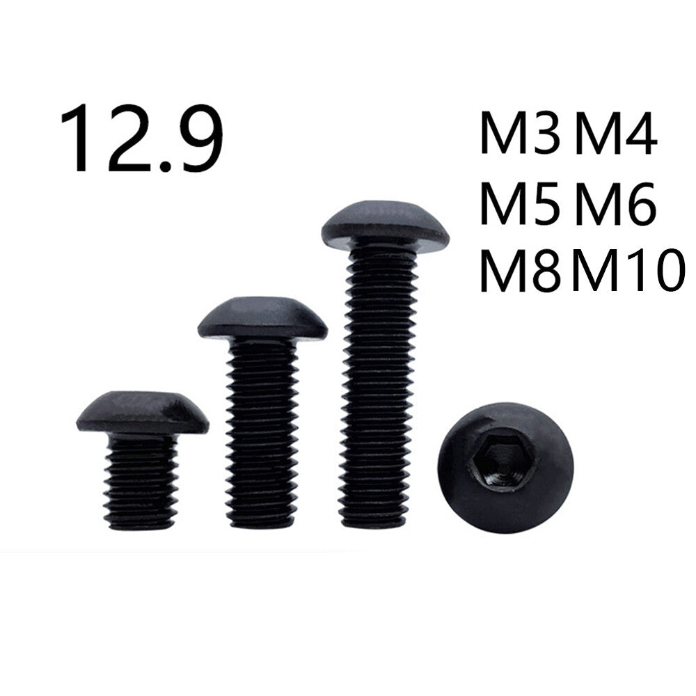 12.9 Black Steel ISO7380 Hex Socket Bolts Button Head Screws M3 M4 M5 M6 M8 M10