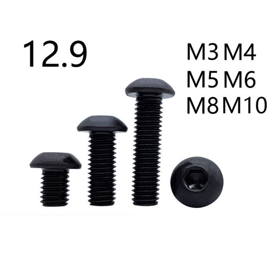 12.9 Black Steel ISO7380 Hex Socket Bolts Button Head Screws M3 M4 M5 M6 M8 M10
