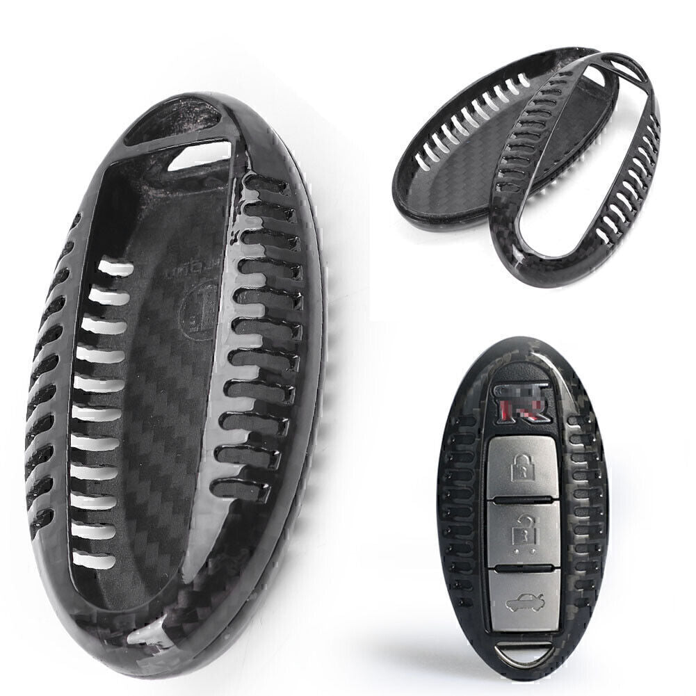 ya 5 8.7 Remote Fob Key Case Shell Cover Carbon Fiber for Infiniti Q50 Q70 Q60 G37 Black