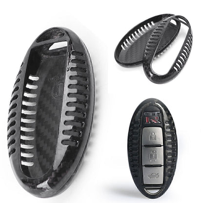 ya 5 8.7 Remote Fob Key Case Shell Cover Carbon Fiber for Infiniti Q50 Q70 Q60 G37 Black