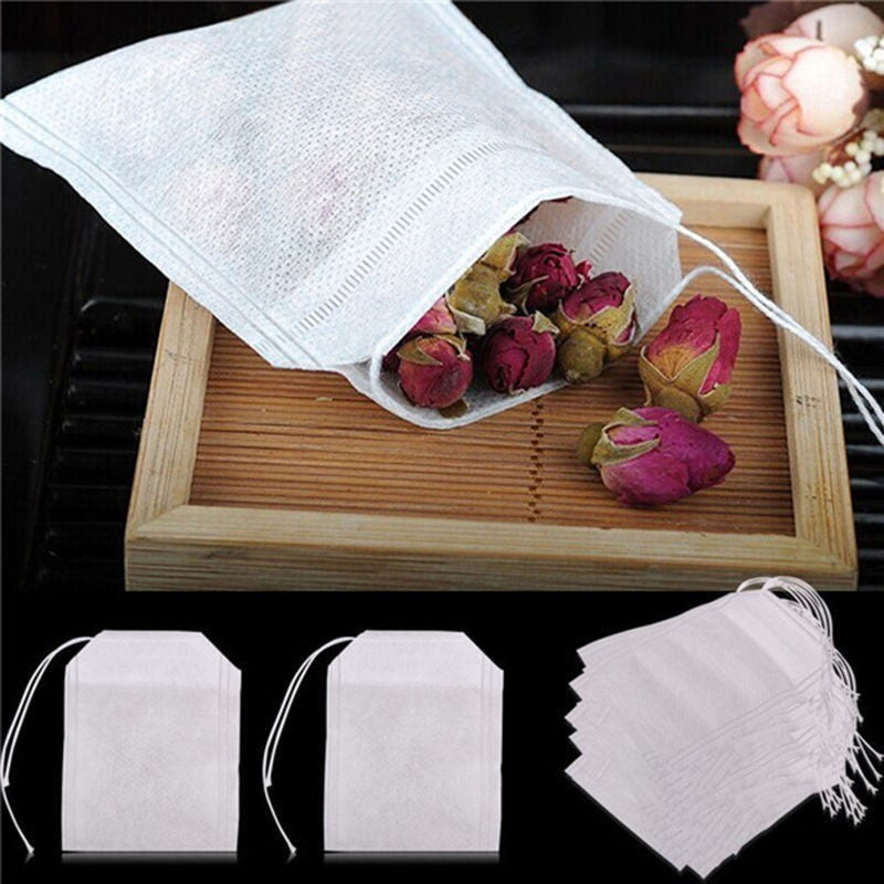 ya 26 100x Empty Teabags Loose Herbs Filter Coffee Tea Loose Bag Leaves Drink Pouch