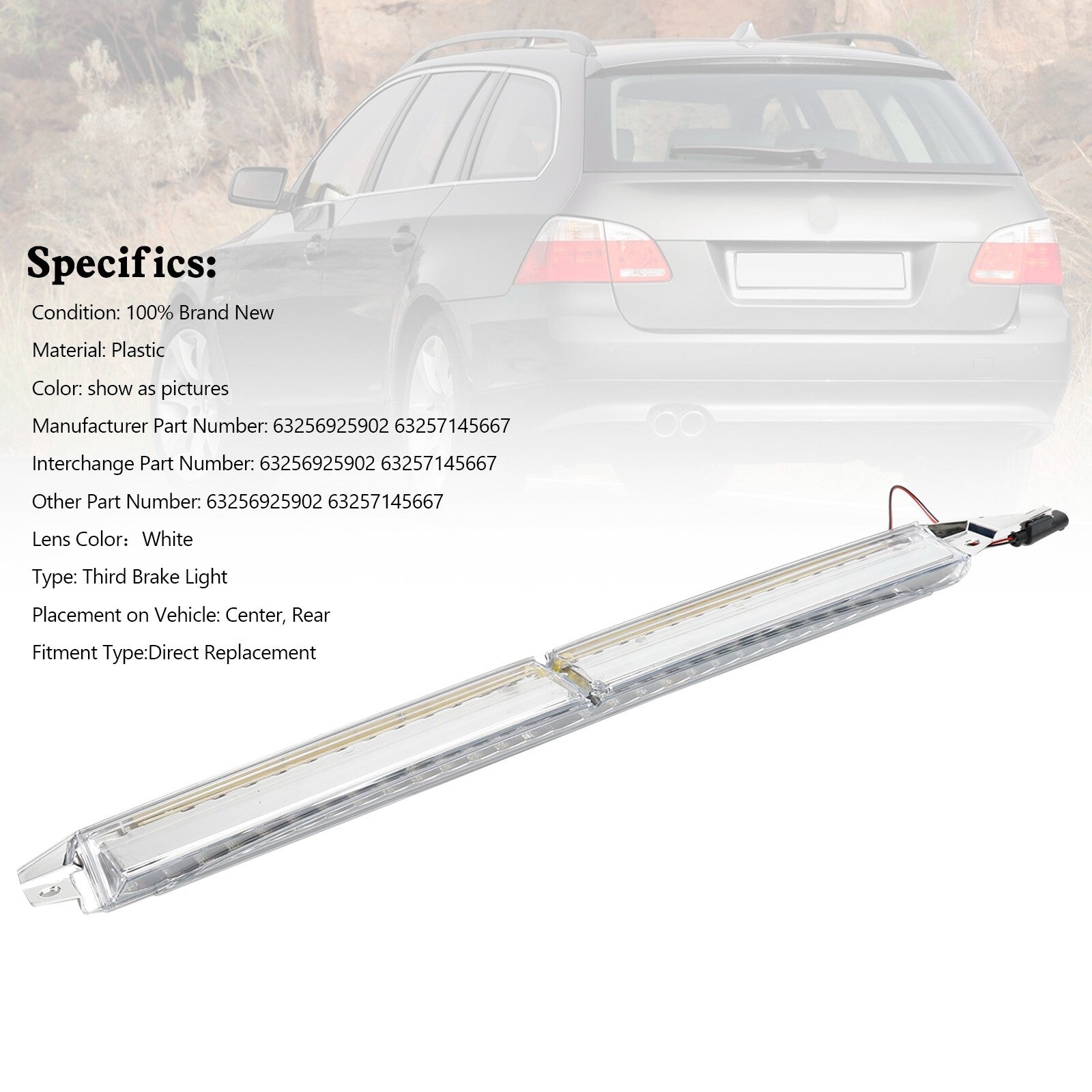 ya 1 8.12 baidi Third Brake Light 63256925902 White For 5 E60 E61 Facelift