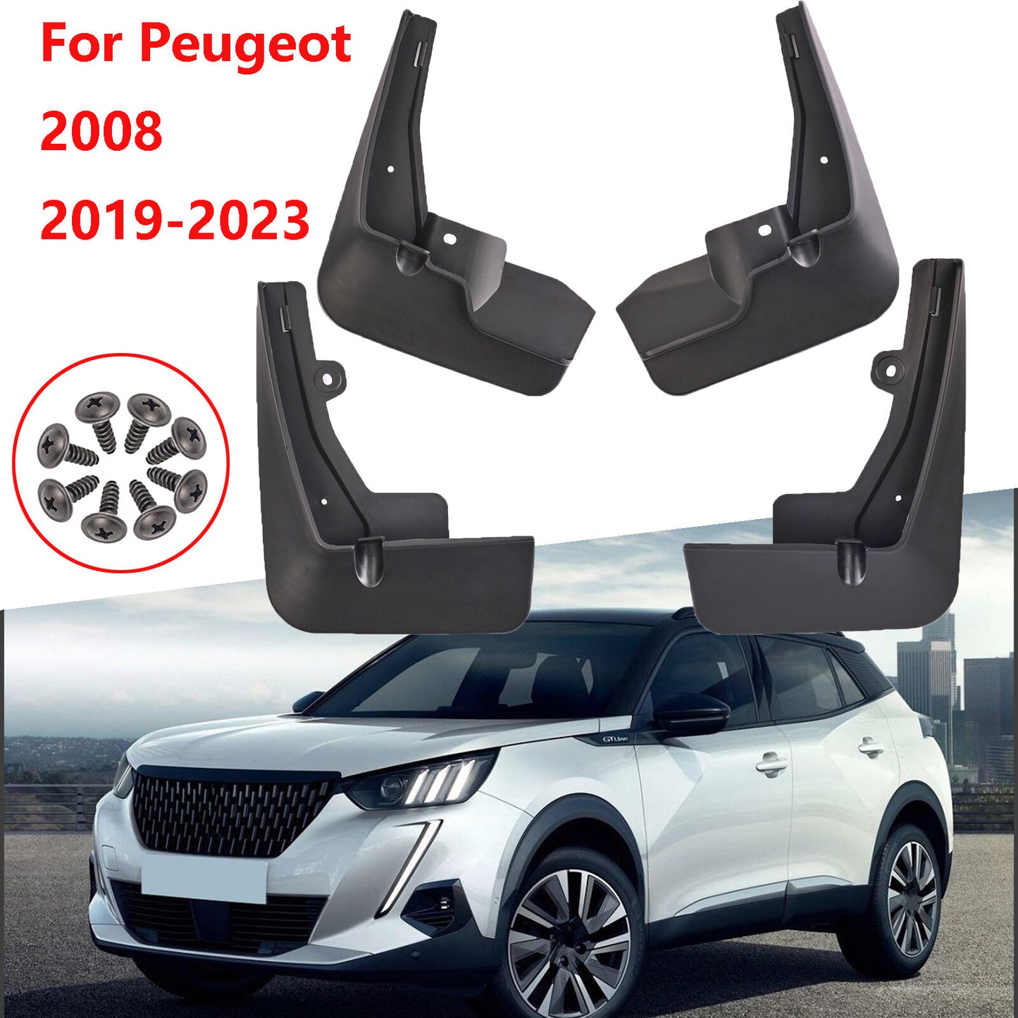 ya 7 6.10.2 4X for Peugeot 2008 2019-2023 front rear Splash Guard mudguard mud flap guards