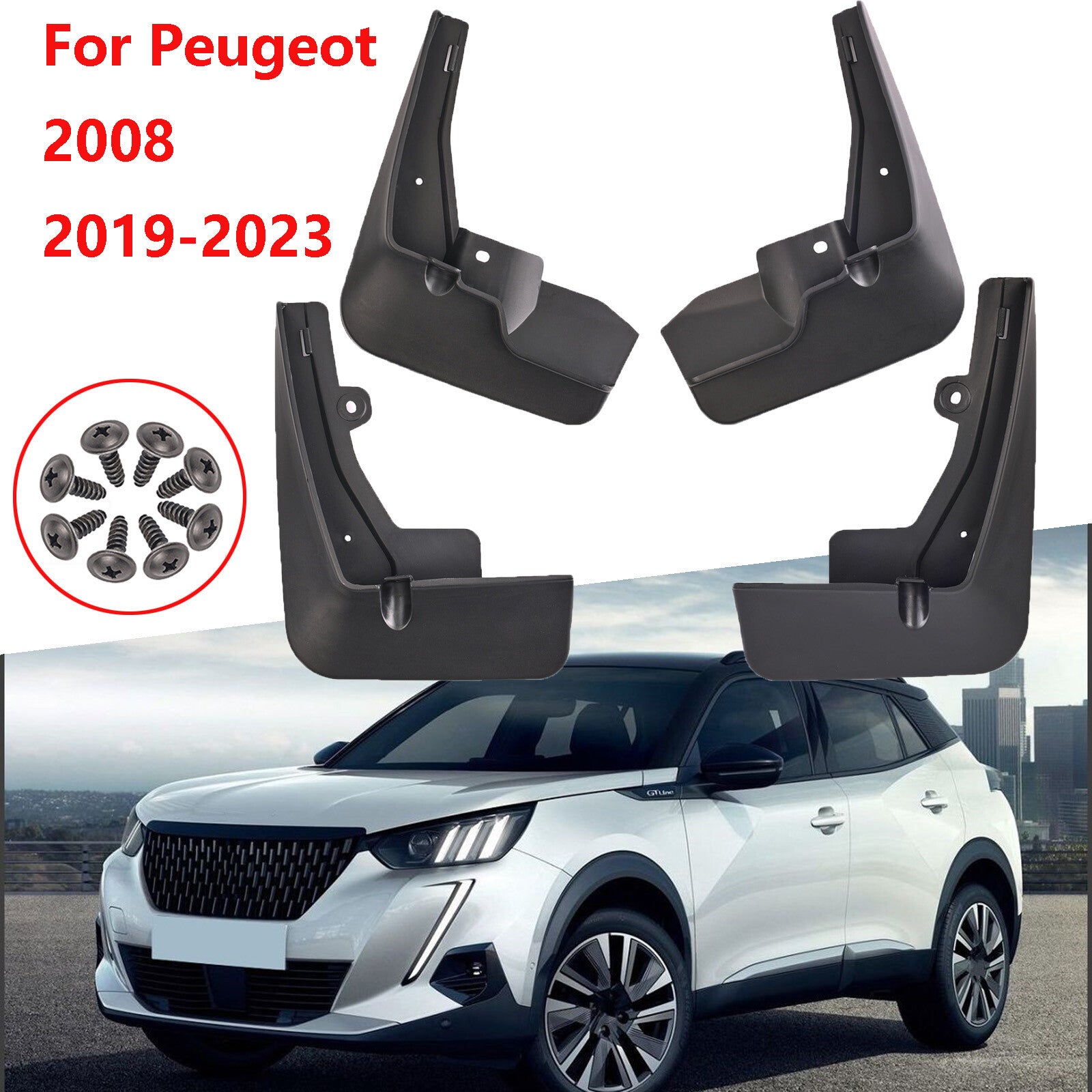 ya 7 6.10.2 4X for Peugeot 2008 2019-2023 front rear Splash Guard mudguard mud flap guards