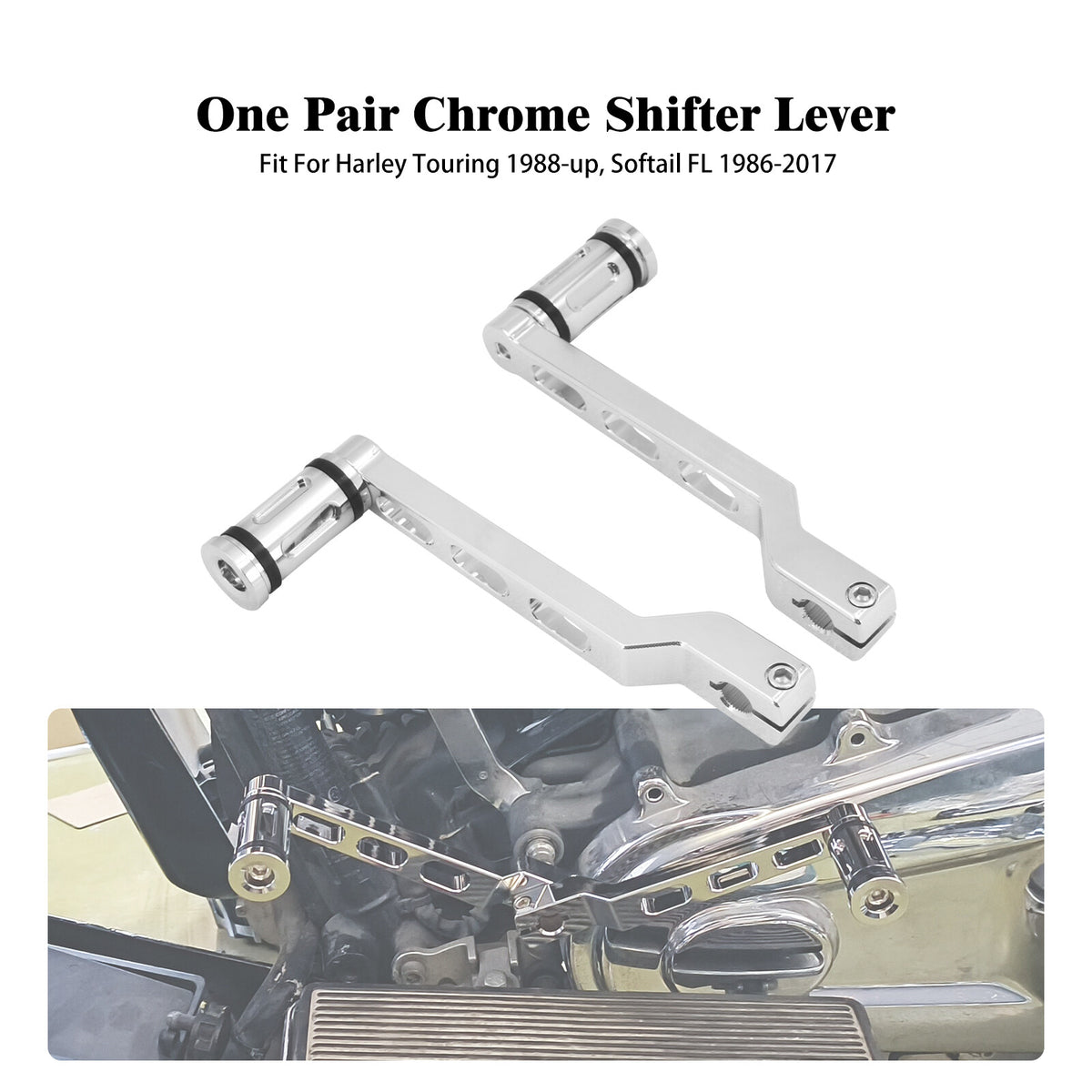 ya 5 8.7 Chrome Shifter Peg w/ Heel Toe Shift Lever for Harley Softail Electra Road Glide