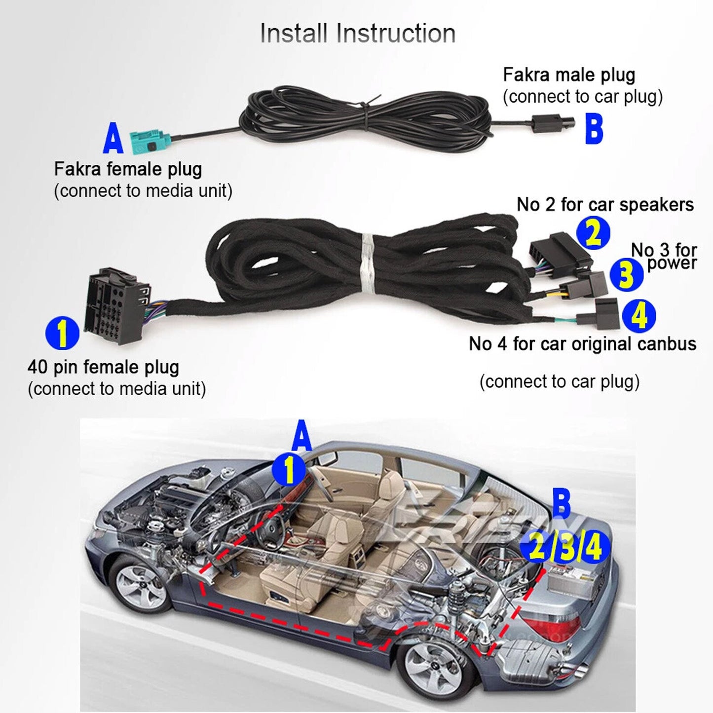 ya 5 8.7 6M Power & Radio Extension Cable for Mercedes-benz E/G/CL/CLS/S Class