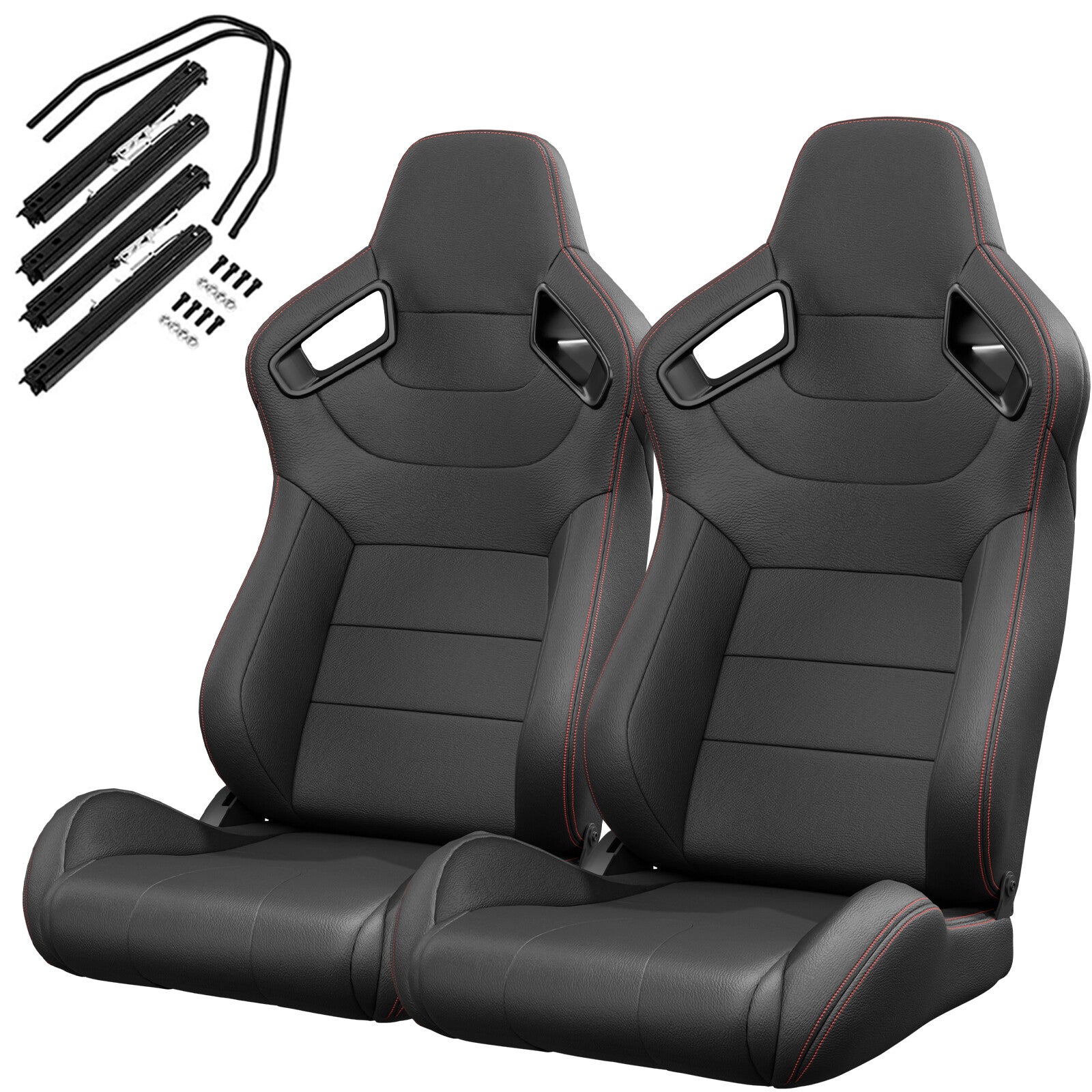 ya 5 8.7 2PC Universal Black Bucket Racing for SEATs PVC Leather Reclinable w/Adjustor Slider