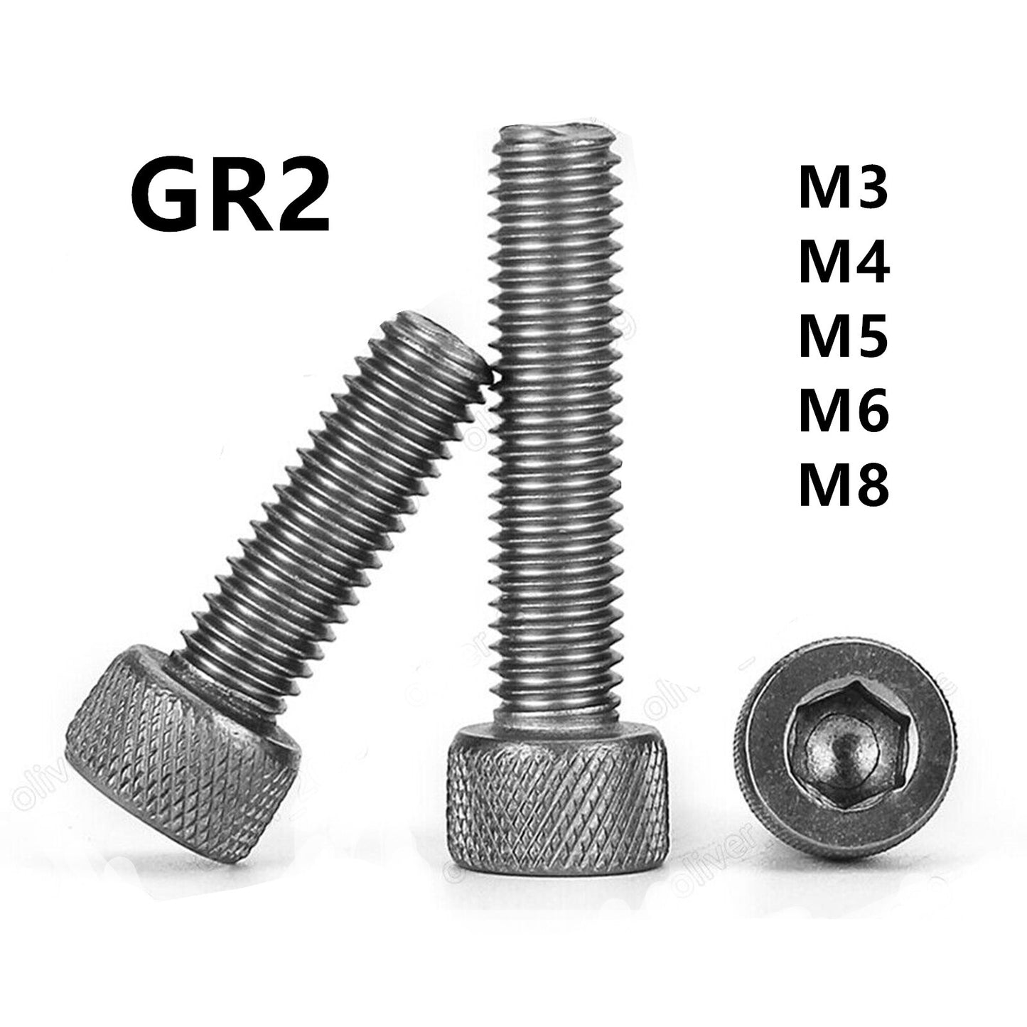 GR2 Titanium DIN912 Allen Hex Socket Bolt Knurled Cap Head Screws M3 M4 M5 M6 M8
